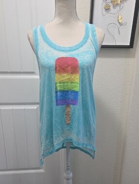 Chaser Light Blue Tank Top with Rainbow Popsicle Graphic